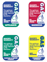 gas appliance certification labels