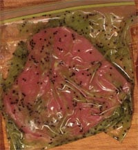 Marinating meat in a plastic bag