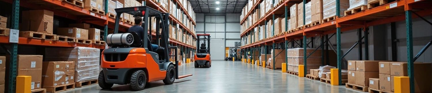 Forklifts in large warehouse